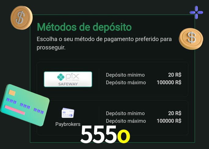 O cassino 555o oferece uma grande variedade de métodos de pagamento